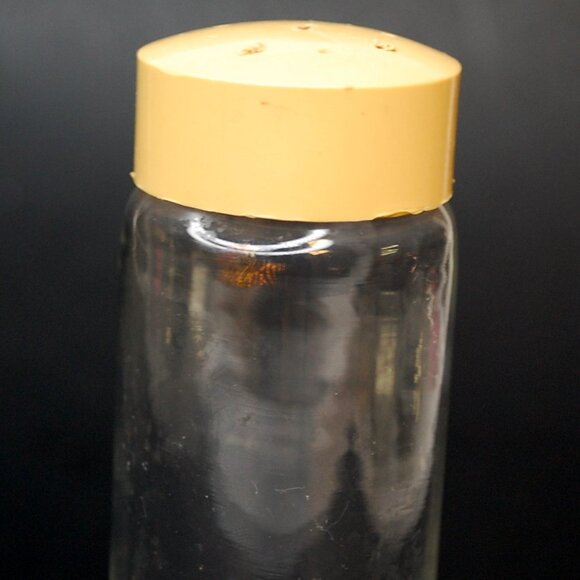 Salt & Pepper Sunburst Vintage Pyrex Atomic Clear Glass Shakers Gold MCM - Picture 7 of 7